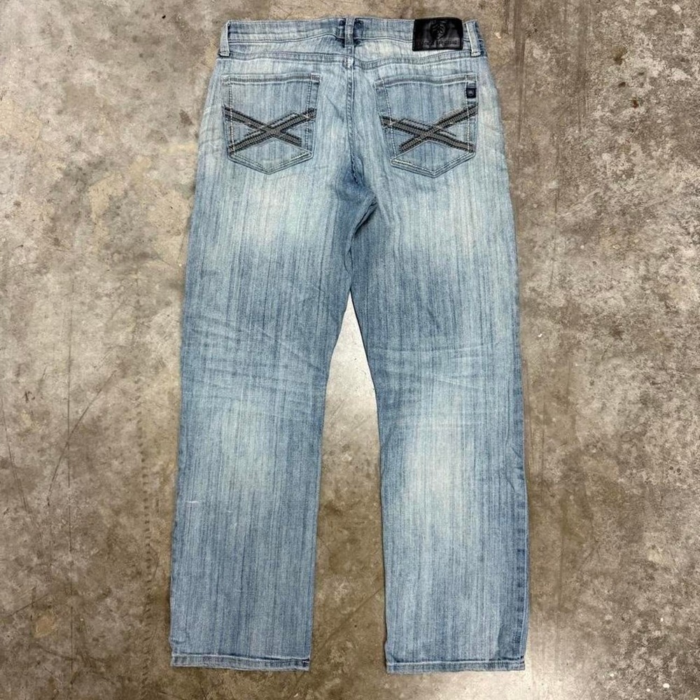 Y2K Rock & Roll Republic Light Wash Distressed Relaxed Straight Jeans 34x30